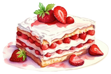 PNG Strawberry cream cake dessert.