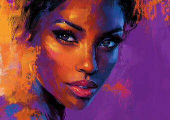 Vivid Acrylic Portrait of a Woman: Bold Colors and Textured Brushstrokes
