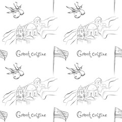 vector seamless pattern line art elements - food, cuisine