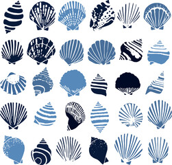 Boho Seashell Snail Shells Marine Life Hand-Drawn Collection Vector Set