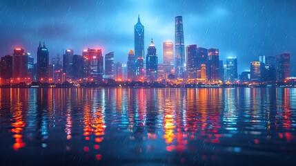 Fototapeta premium A modern city background serves as a visual for global business technology concepts.