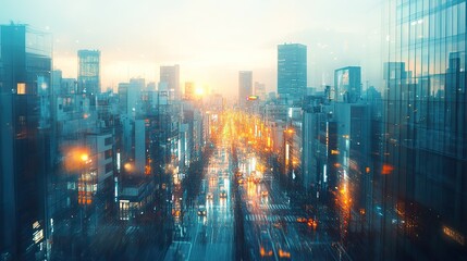 Fototapeta premium A modern city background serves as a visual for global business technology concepts.