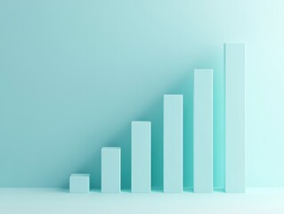 A minimalist graphic depicting ascending bar graphs in a soft turquoise hue, symbolizing growth and progress.