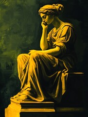 Fototapeta premium A Digital Painting of a Woman in Thought.