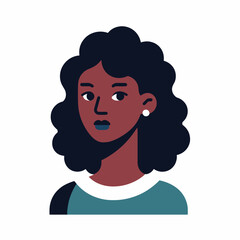 Illustrated portrait of a woman with curly hair and earrings