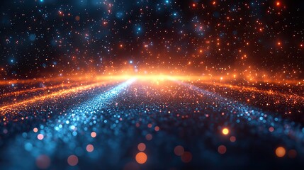 Fototapeta premium A space and technology theme features a galaxy with motion light trails in an abstract background.