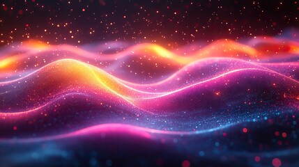 Fototapeta premium A vibrant background of neon waves, adding a dynamic and modern aesthetic to technology-related visuals.