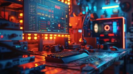 Gaming Setup with RGB Lights