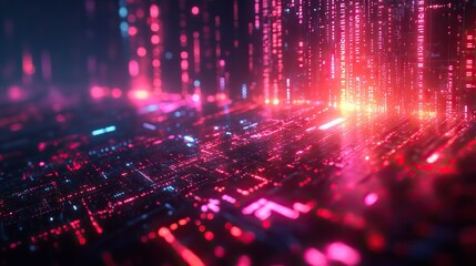 Fototapeta premium An abstract 3D illustration of global AI robotics, featuring data signals and futuristic cyber networking elements.