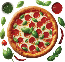 A Delicious And Tasty Pizza Margherita With Tomatoes And Buffalo Mozzarella On White Background

