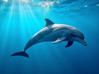 Obraz premium Dolphin is swimming in the ocean