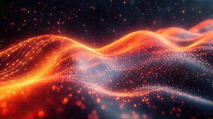 Obraz premium An abstract illustration of a wave in dark space, depicting network design with particles and big data visualization.