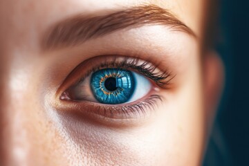 Obraz premium Close-up of human eye with striking blue iris