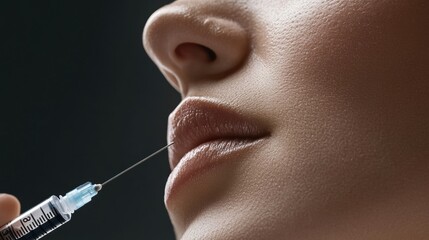 Obraz premium Cosmetic Procedures: Lip Injection Close-Up
