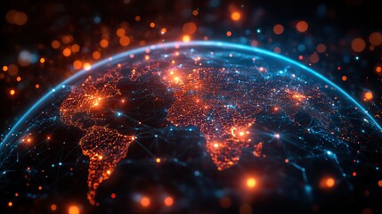 Obraz premium An international interpretation of global technology and social network connections.