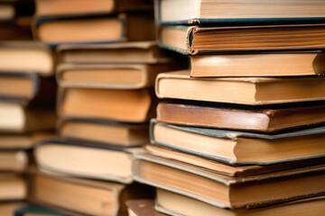 Stack of old books, textured cover
