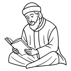 man reading qur an drawing