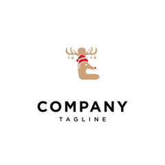 Letter L Cute Christmas Reindeer logo icon vector
