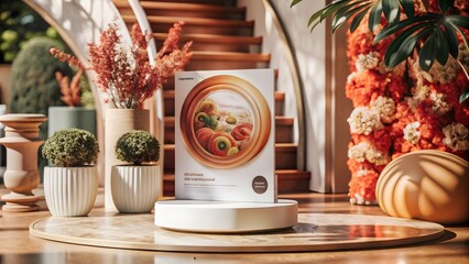 Fototapeta premium abstract 3d white podium for product showcasing. Generative AI