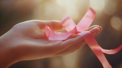 Delicate Hand with Pink Ribbon