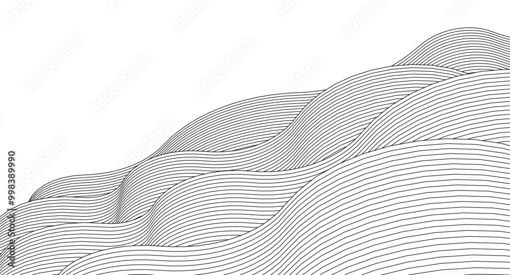 Wall mural abstract wavy graphics 3d rendering