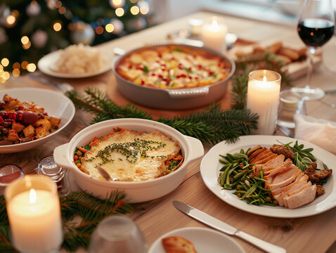 The Christmas main dish is placed  on serving able