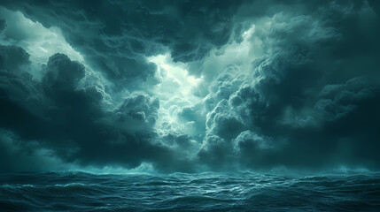Obraz premium Cloudy storm in the sea before rain. Tornadoes above the sea. Monsoon season. Storm in the sea.Wonder of natural disaster.
