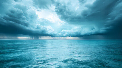Obraz premium Cloudy storm in the sea before rain. Tornadoes above the sea. Monsoon season. Storm in the sea.Wonder of natural disaster.
