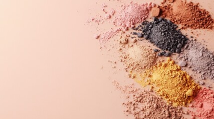 Colorful makeup powder explosion on pink background