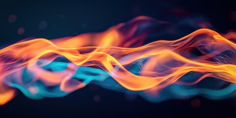 Colorful abstract wave pattern on a dark background.