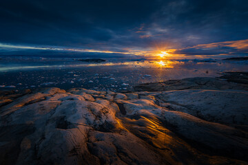 Disko Bay is a large bay on the western coast of Greenland. 