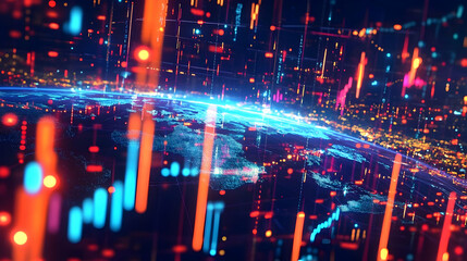 Obraz premium Dynamic Digital Landscape of the Global Stock Market