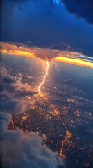 Cloudy storm in the sea before rain. Tornadoes above the sea. Monsoon season. Storm in the sea.Wonder of natural disaster.