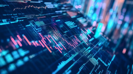 Fototapeta premium AI-driven analytics platform predicting commodity prices in the futures market, showcasing advanced technology and data-driven insights for traders and investors. This scene highlights the interface o