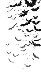 Creepy Bats Soaring in Spooky Halloween Night Sky on Minimalist White Background