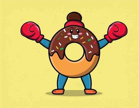 recommend clip art: chocolate donut boxer character vector