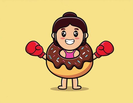 recommend clip art: chocolate donut boxer character vector