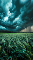 Cloudy storm in the sea before rain. Tornadoes above the sea. Monsoon season. Storm in the sea.Wonder of natural disaster.