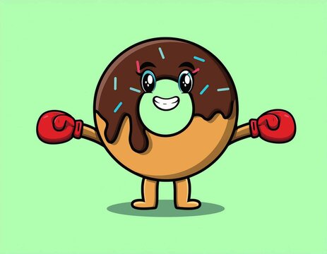 recommend clip art: chocolate donut boxer character vector
