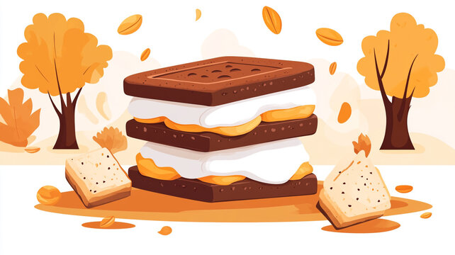 Celebrate National Cookie Day with a stack of delicious cookie desserts surrounded by autumn leaves - Powered by Adobe