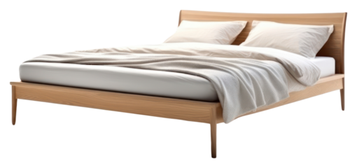 PNG  Bed scandinavian style furniture bedroom white background.