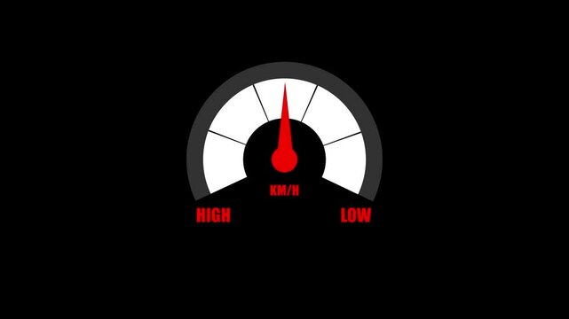 Simple speedmeter icon. Risk concept on speedometer.