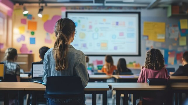 A classroom where adaptive learning tools provide each student with a customized learning experience.