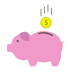 Piggy bank coin from currency in pink color. Saving, investing and accumulating money.