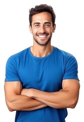 PNG Smiling handsome young spainish man standing smiling t-shirt.