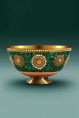 A bowl embellished with a little bit of gold.