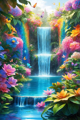 Garden of shimmering rainbow.