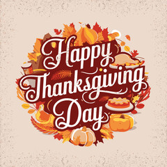 Happy Thanksgiving Day Festive Autumn Harvest Design