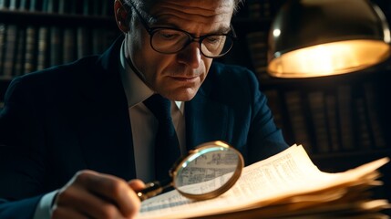 Focused Researcher Analyzing Documents