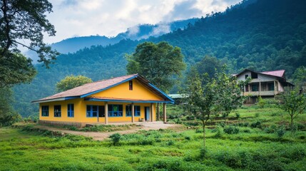 Obraz premium A community center in a rural area providing access to education technology for local students.